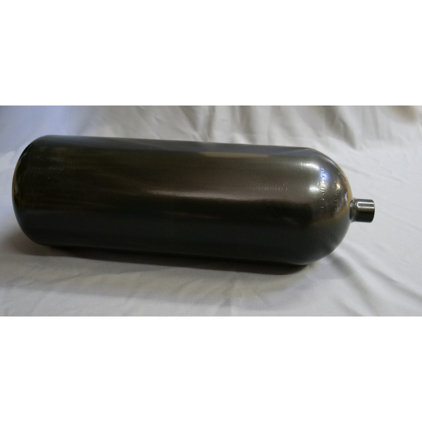 Steel cylinder / diving cylinder 15 liters, 300 bar, 204mm diameter, M25x2 bottle neck thread, without valve, black.
